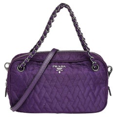 Prada Purple Quilted Nylon Camera Shoulder Bag