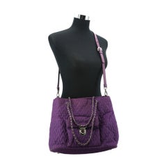 Prada Purple Quilted Nylon Impuntu Tote Shoulder Bag with Strap