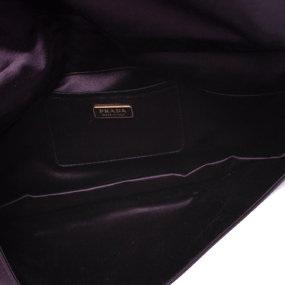 Prada Purple Raso Satin Flap Clutch 3