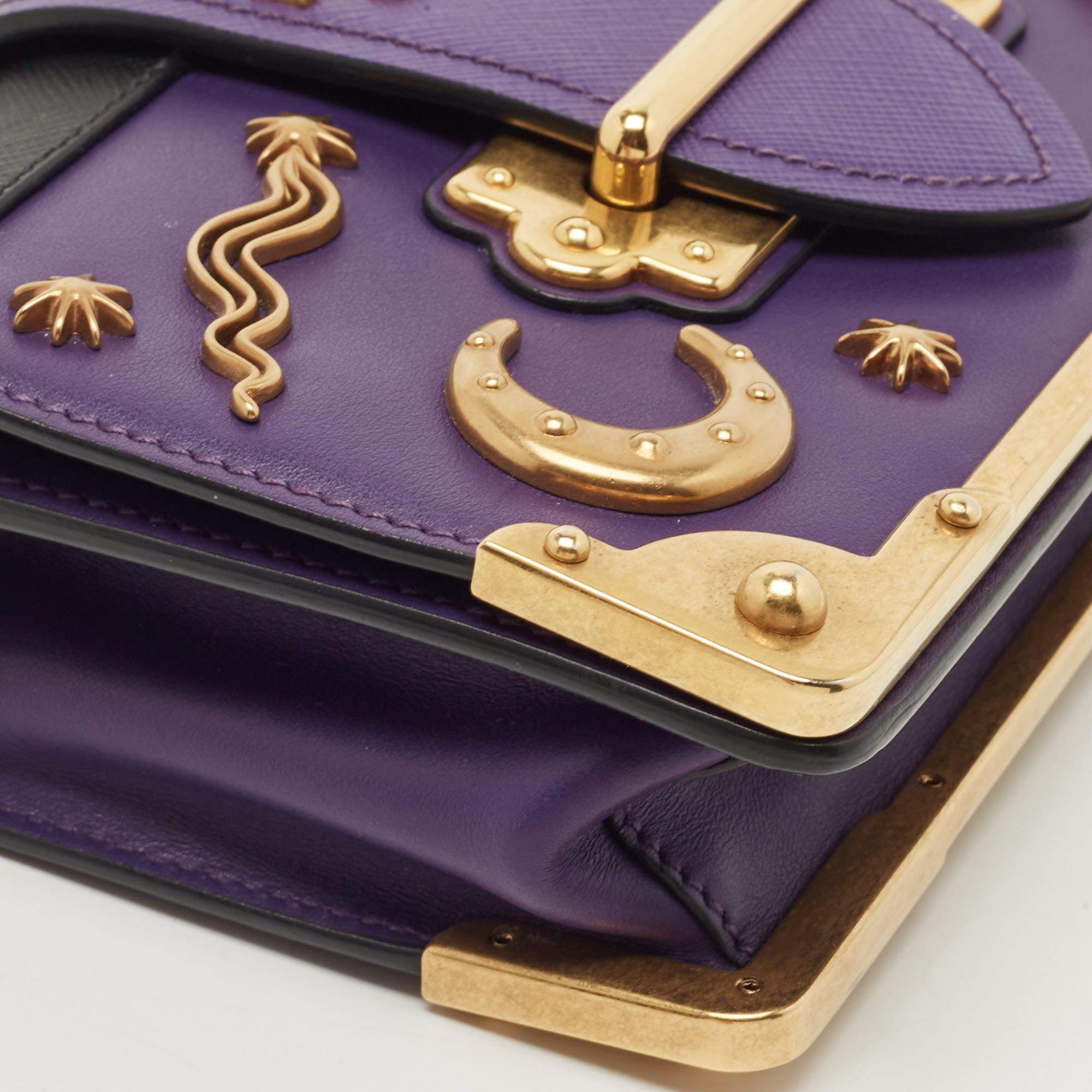 Prada Purple Saffiano and Leather Astrology Celestial Cahier Crossbody Bag 9