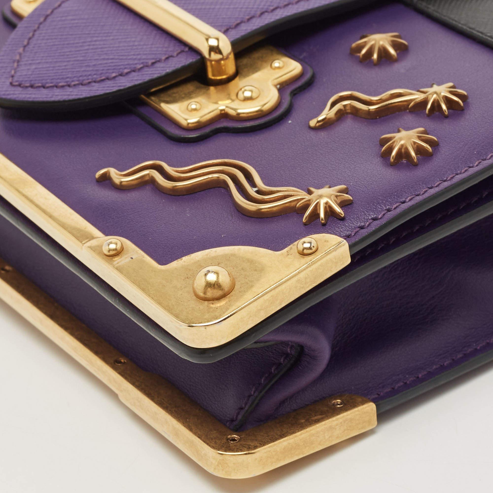 Prada Purple Saffiano and Leather Astrology Celestial Cahier Crossbody Bag 10
