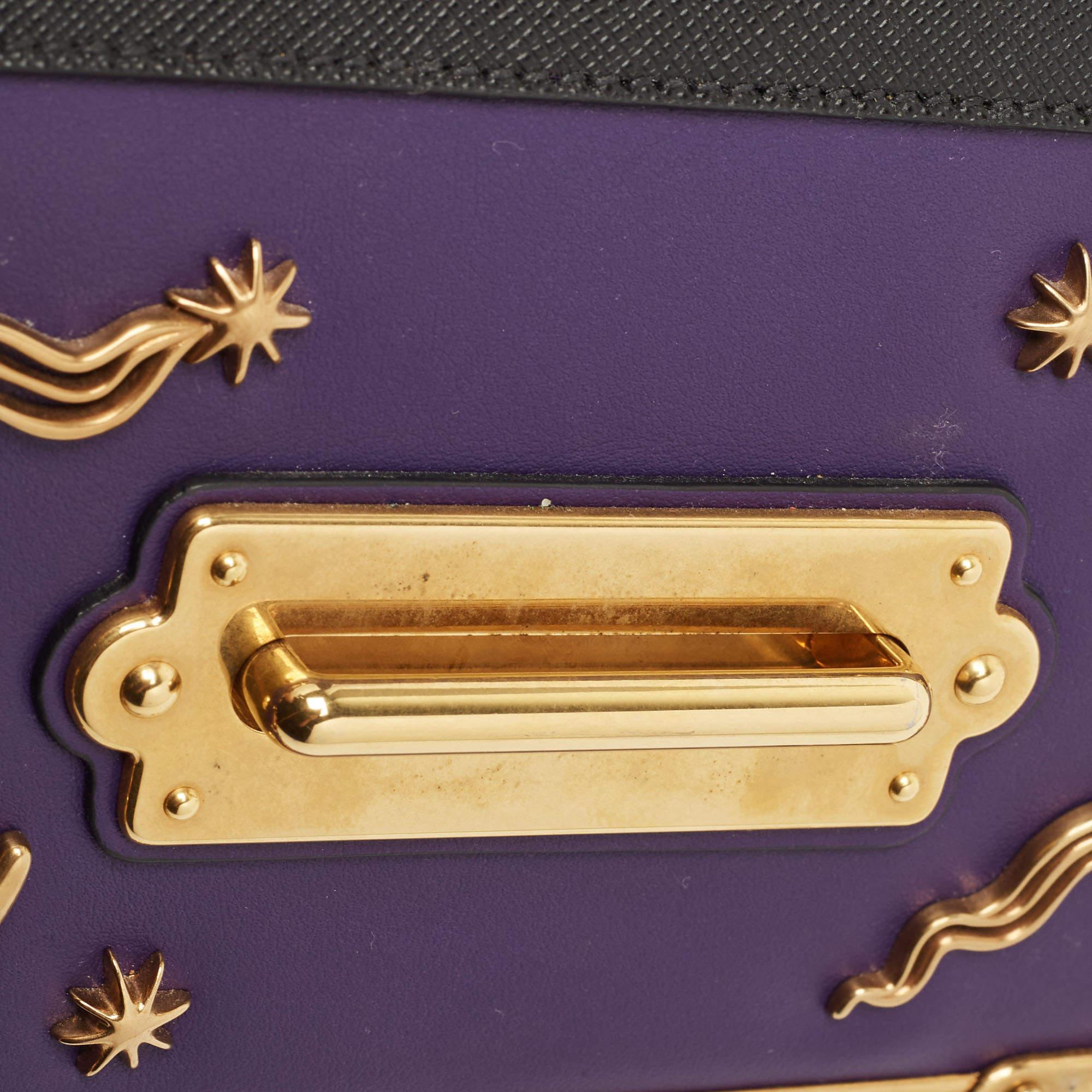 Prada Purple Saffiano and Leather Astrology Celestial Cahier Crossbody Bag 3