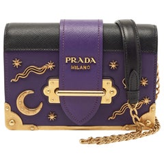 Prada Purple Saffiano and Leather Astrology Celestial Cahier Crossbody Bag