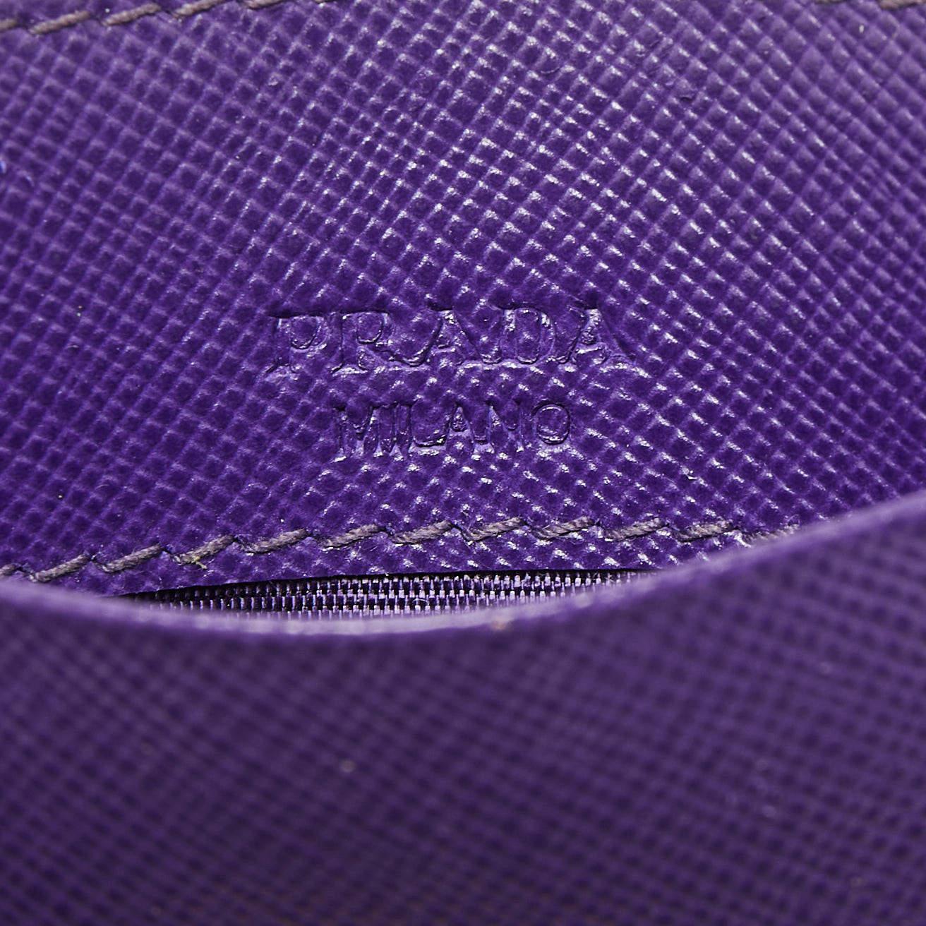 Women's Prada Purple Saffiano Leather Card Holder