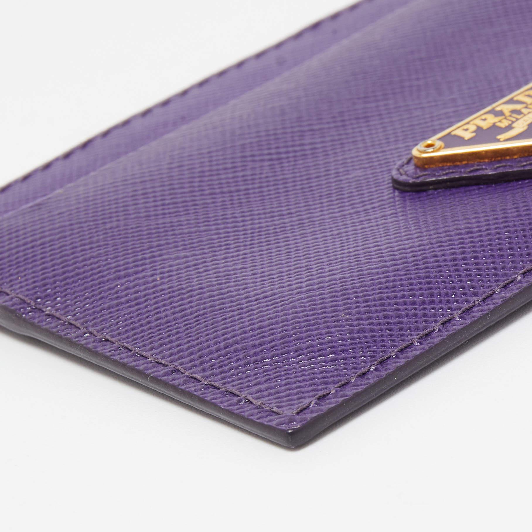 Prada Purple Saffiano Leather Card Holder 2