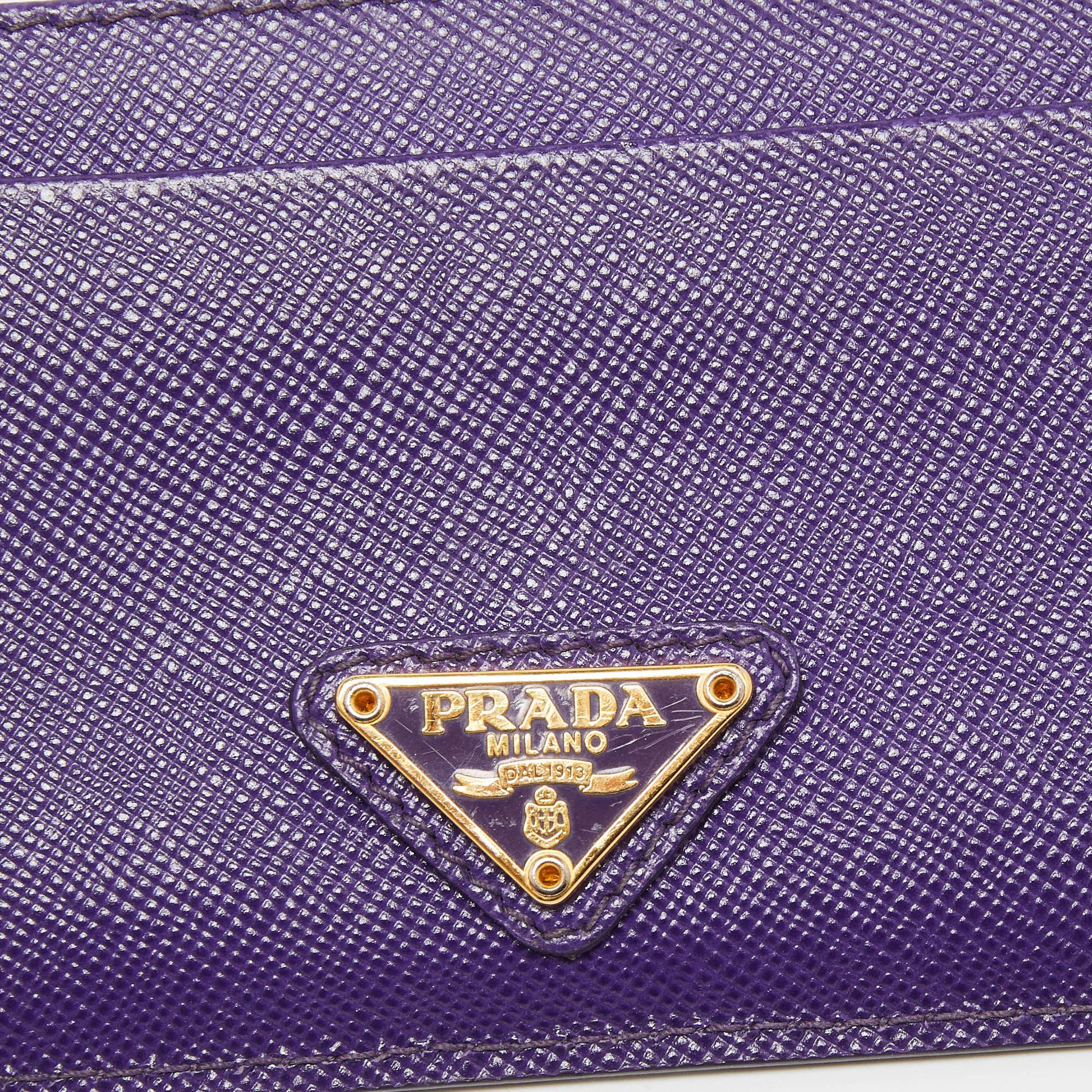 Prada Purple Saffiano Leather Card Holder 3