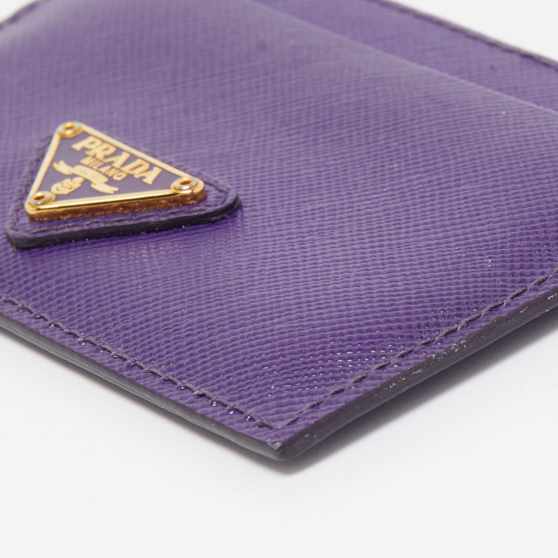 Prada Purple Saffiano Leather Card Holder 4