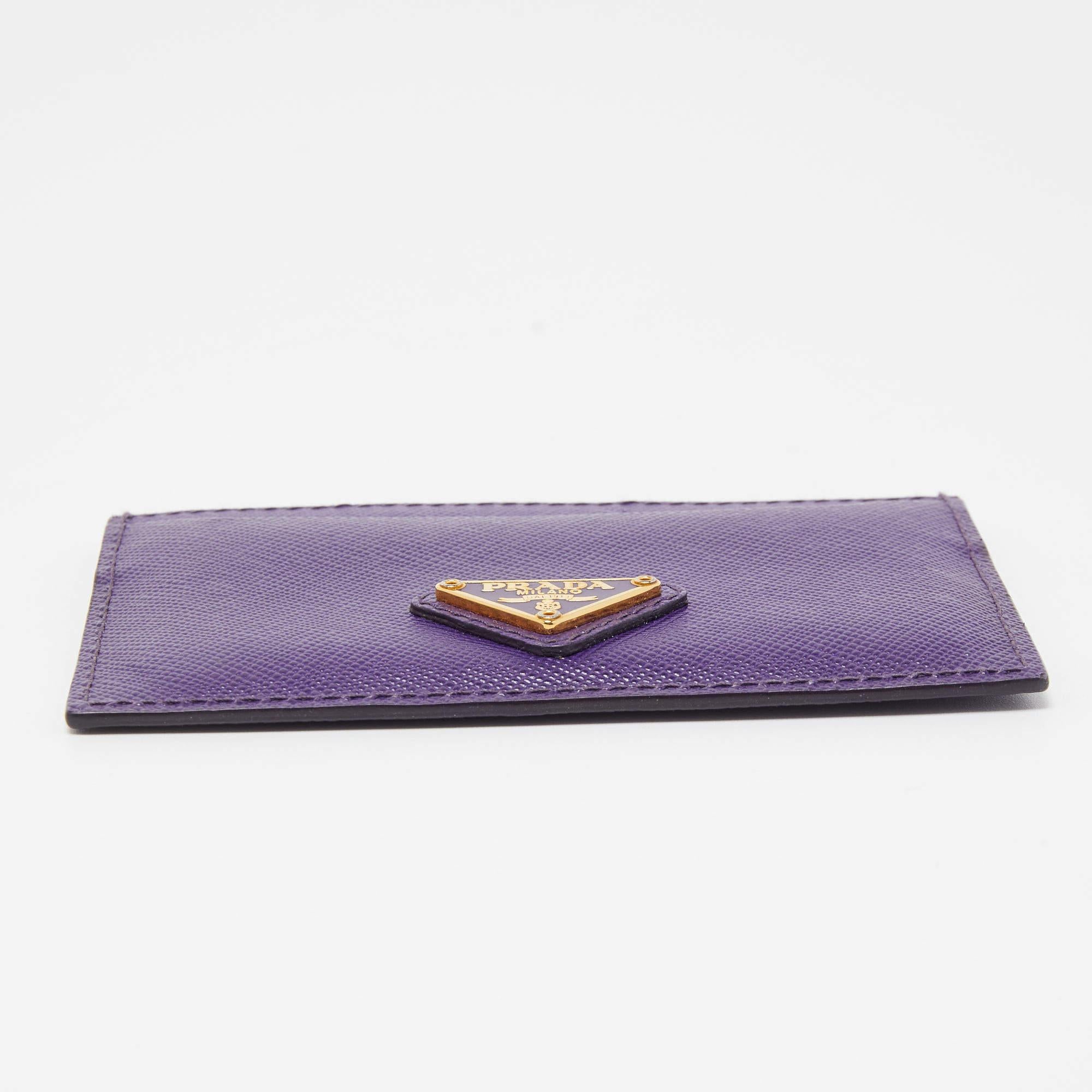 Prada Purple Saffiano Leather Card Holder 5
