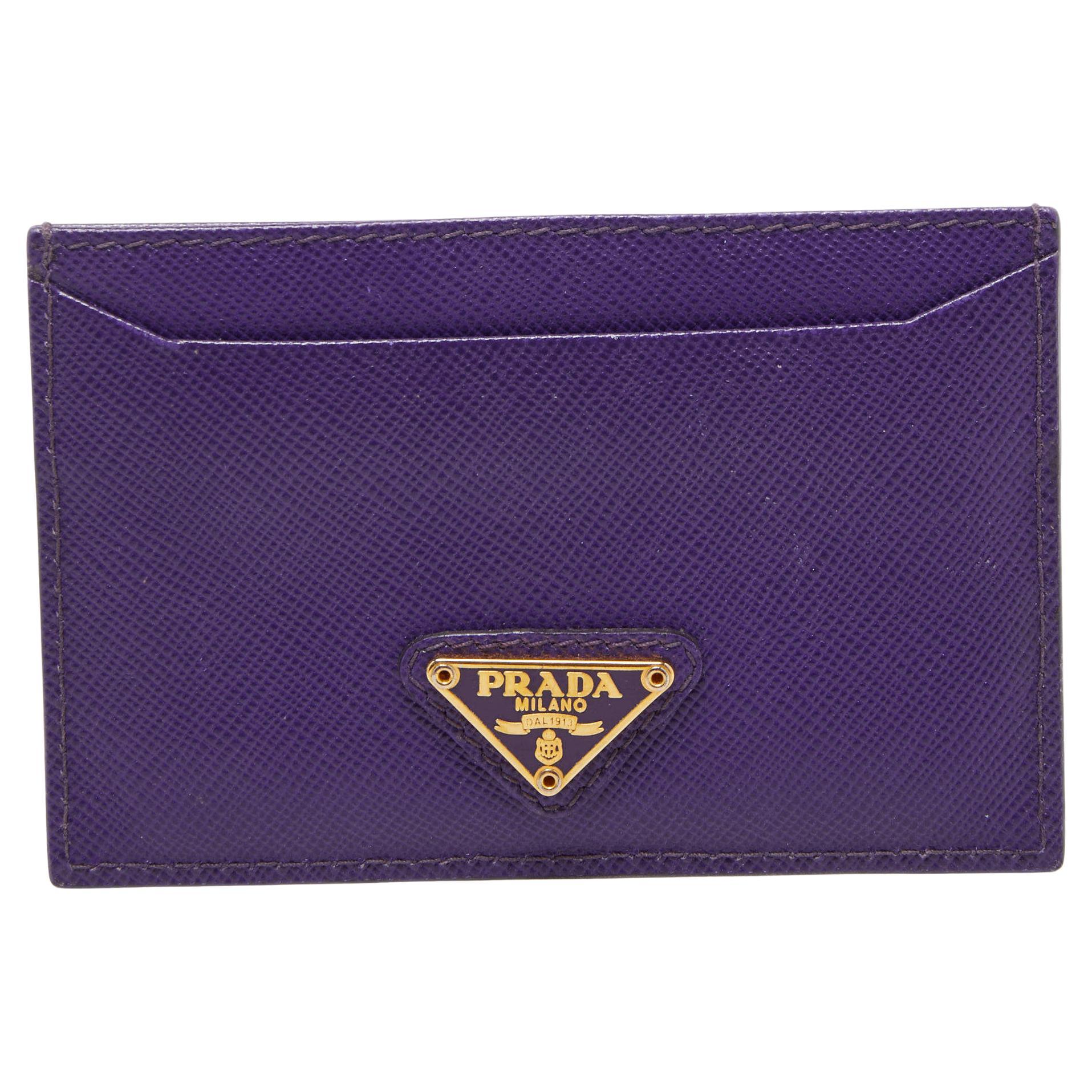 Prada Purple Saffiano Leather Card Holder