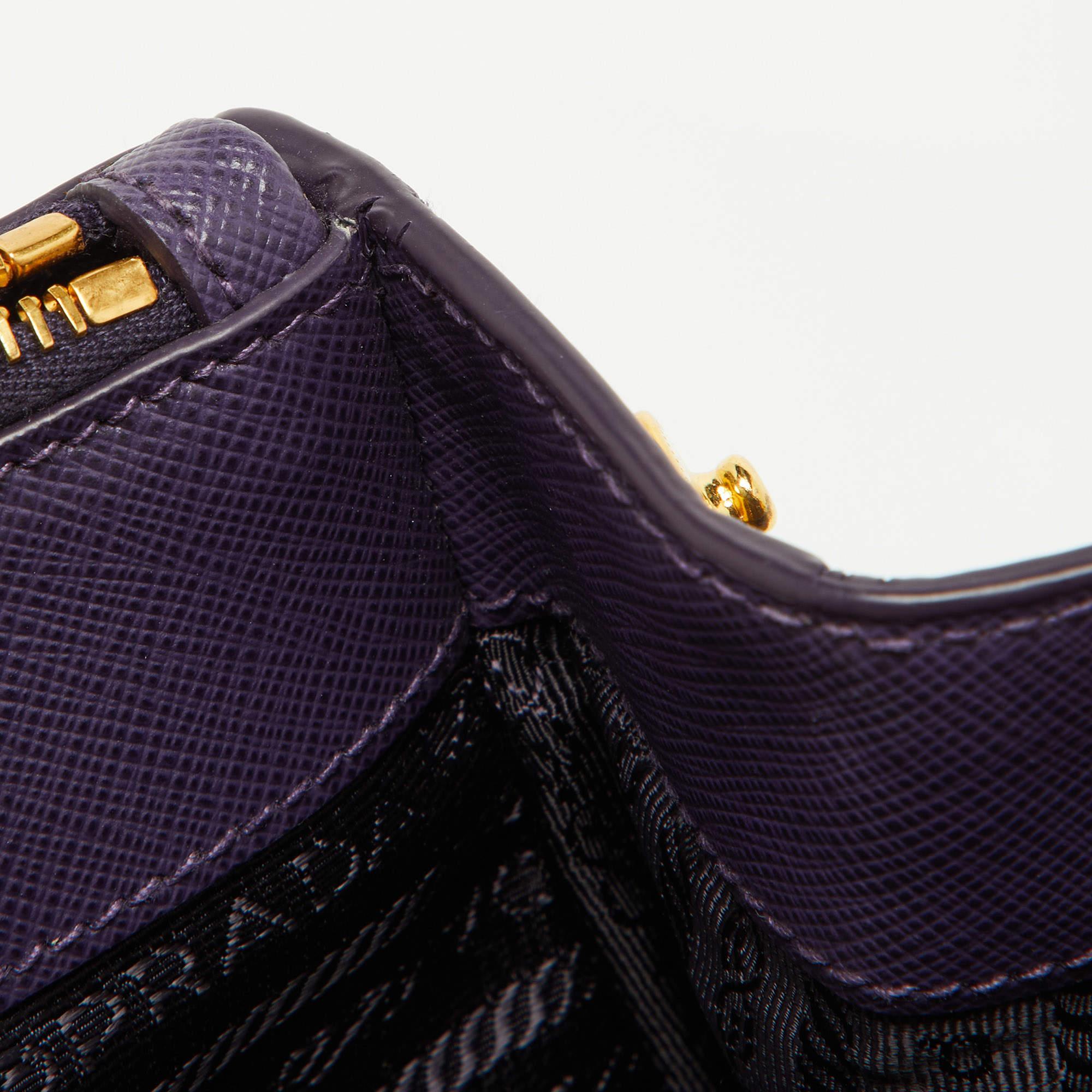 Prada Purple Saffiano Leather Large Double Zip Tote 6
