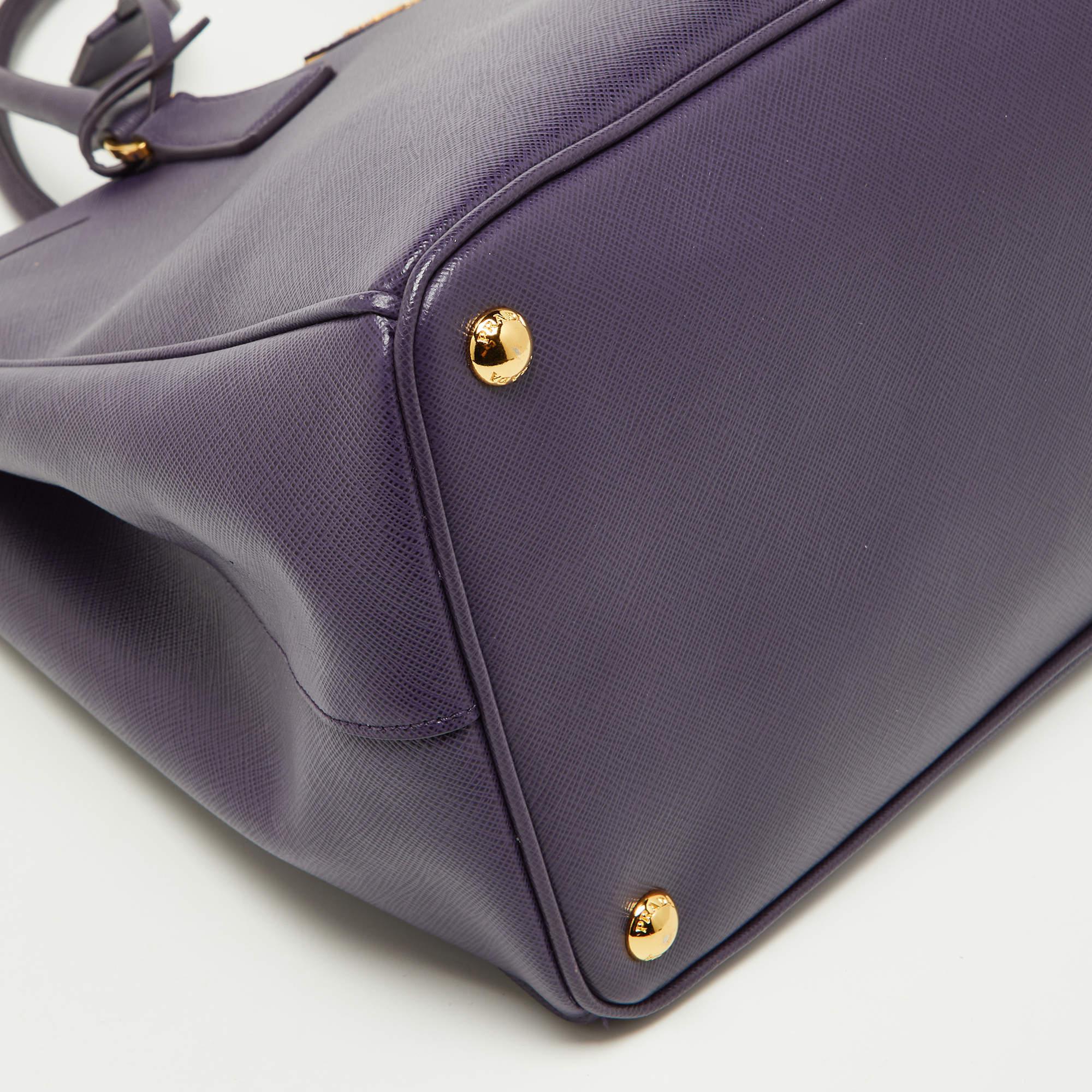 Prada Purple Saffiano Leather Large Double Zip Tote 4