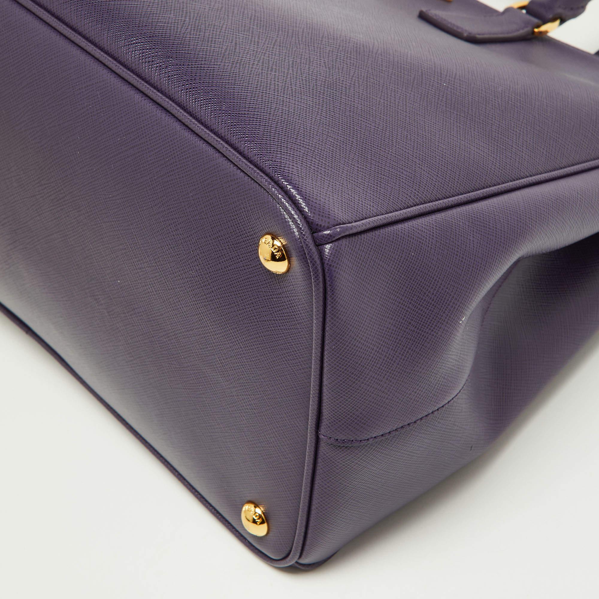 Prada Purple Saffiano Leather Large Double Zip Tote 5