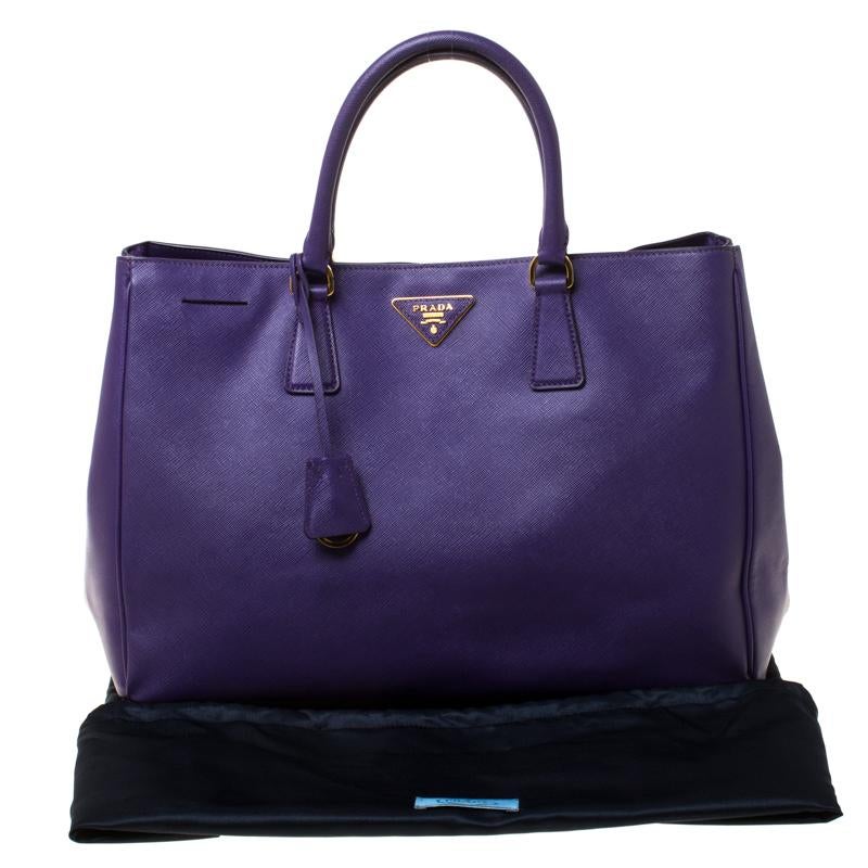 Prada Purple Saffiano Leather Medium Lux Tote 8