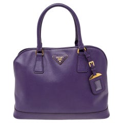 Sac à main Prada Promenade en cuir Saffiano violet de taille moyenne