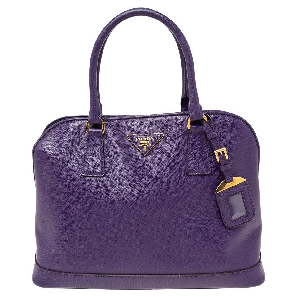 Prada Purple Saffiano Leather Medium Promenade Satchel For Sale at 1stDibs