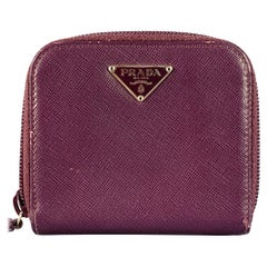 PRADA Purple Saffiano Leather Zip Wallet