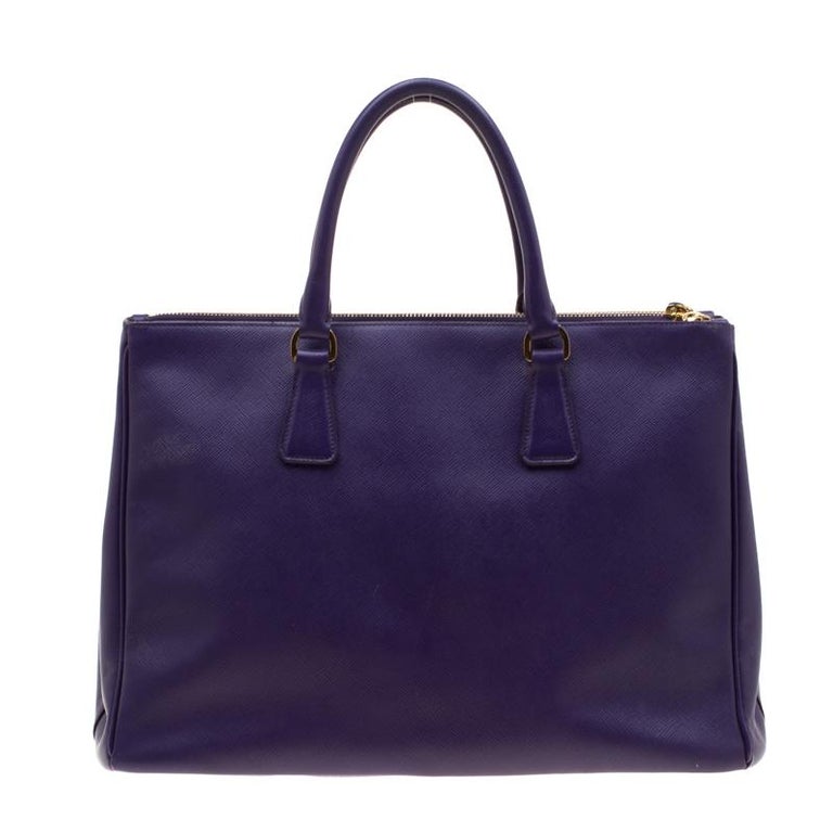 Prada Purple Saffiano Lux Leather Large Double Zip Tote at 1stDibs ...
