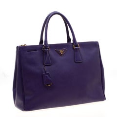 Prada Purple Saffiano Lux Leather Large Double Zip Tote For Sale at 1stDibs