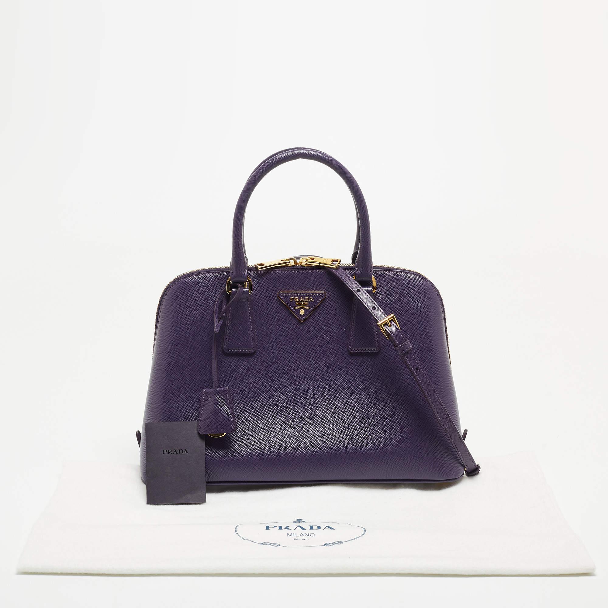 Sac à main Prada Saffiano Lux en cuir violet Promenade de taille moyenne 7