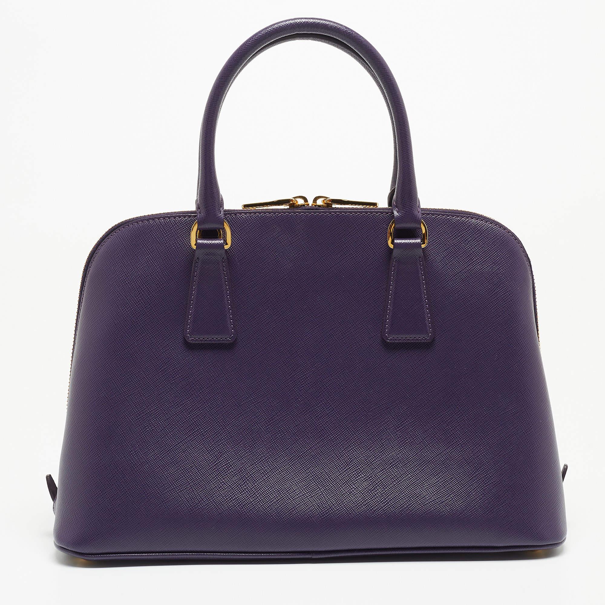 Sac à main Prada Saffiano Lux en cuir violet Promenade de taille moyenne Pour femmes 