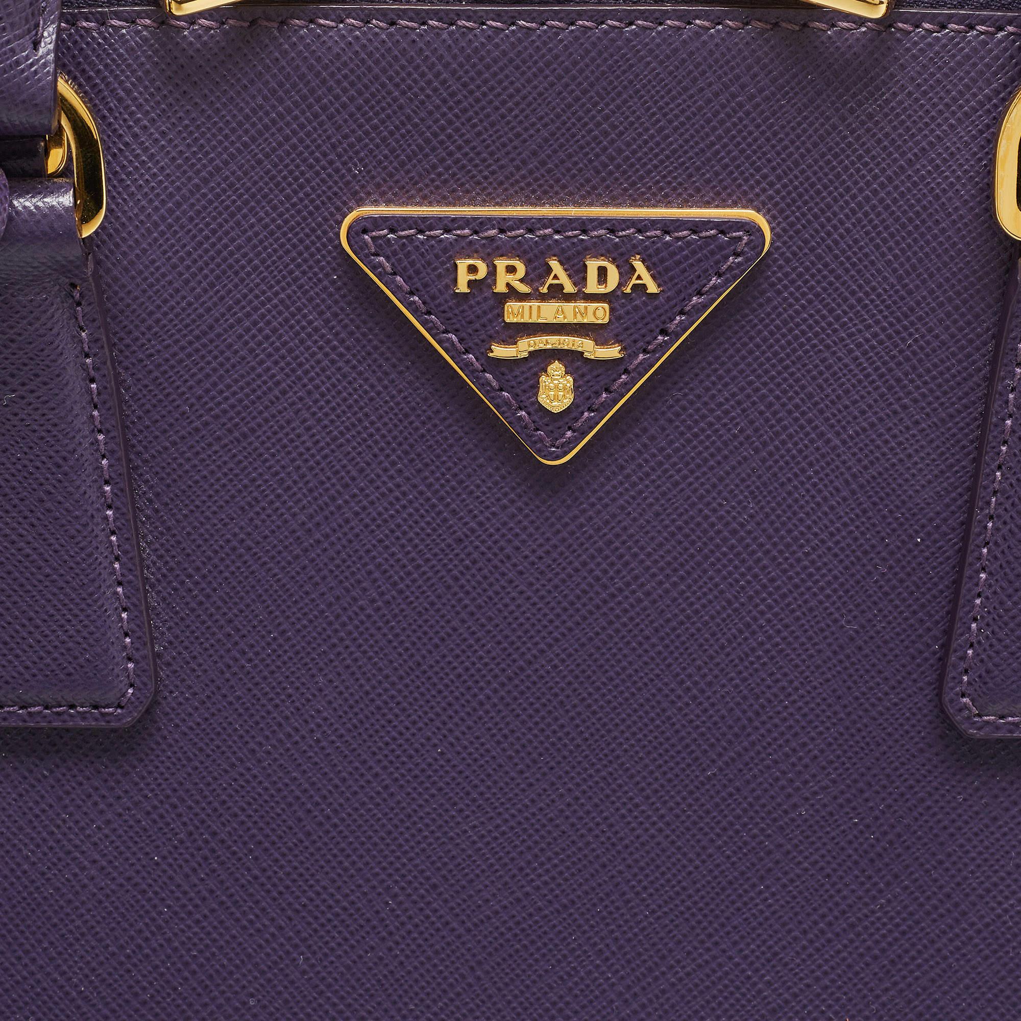 Sac à main Prada Saffiano Lux en cuir violet Promenade de taille moyenne 5