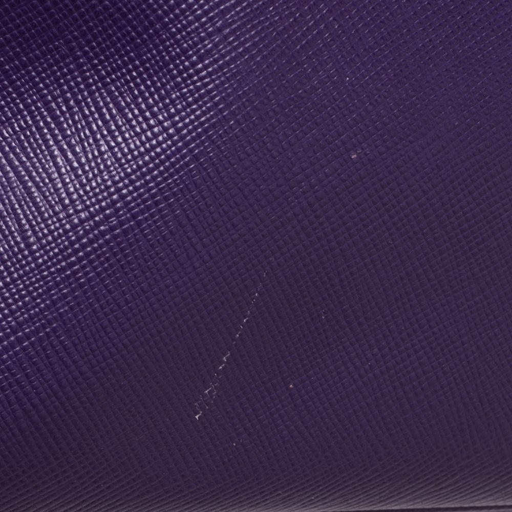 Gray Prada Purple Saffiano Lux Leather Medium Tote