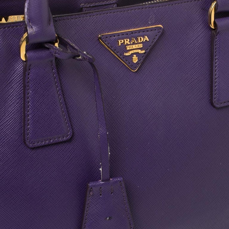 Prada Purple Saffiano Lux Leather Parabole Tote
