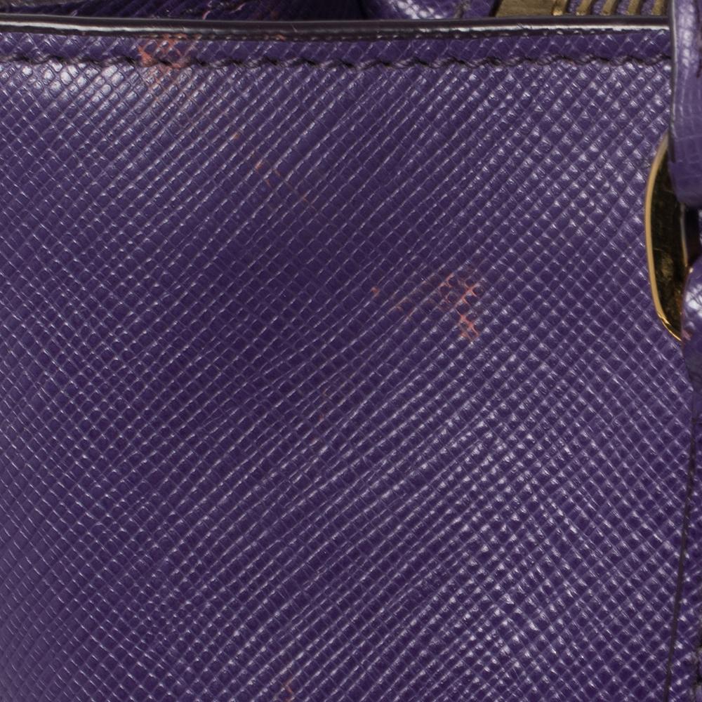 Prada Purple Saffiano Lux Leather Medium Tote In Fair Condition In Dubai, Al Qouz 2