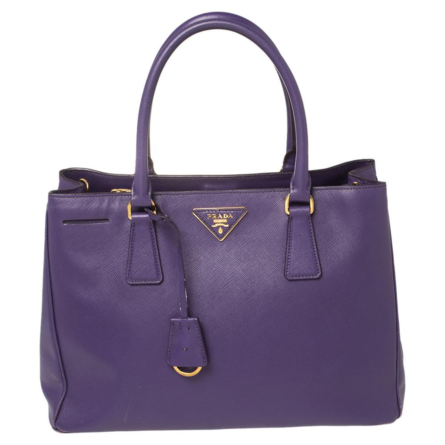 Prada Purple Saffiano Lux Leather Medium Tote For Sale at 1stDibs