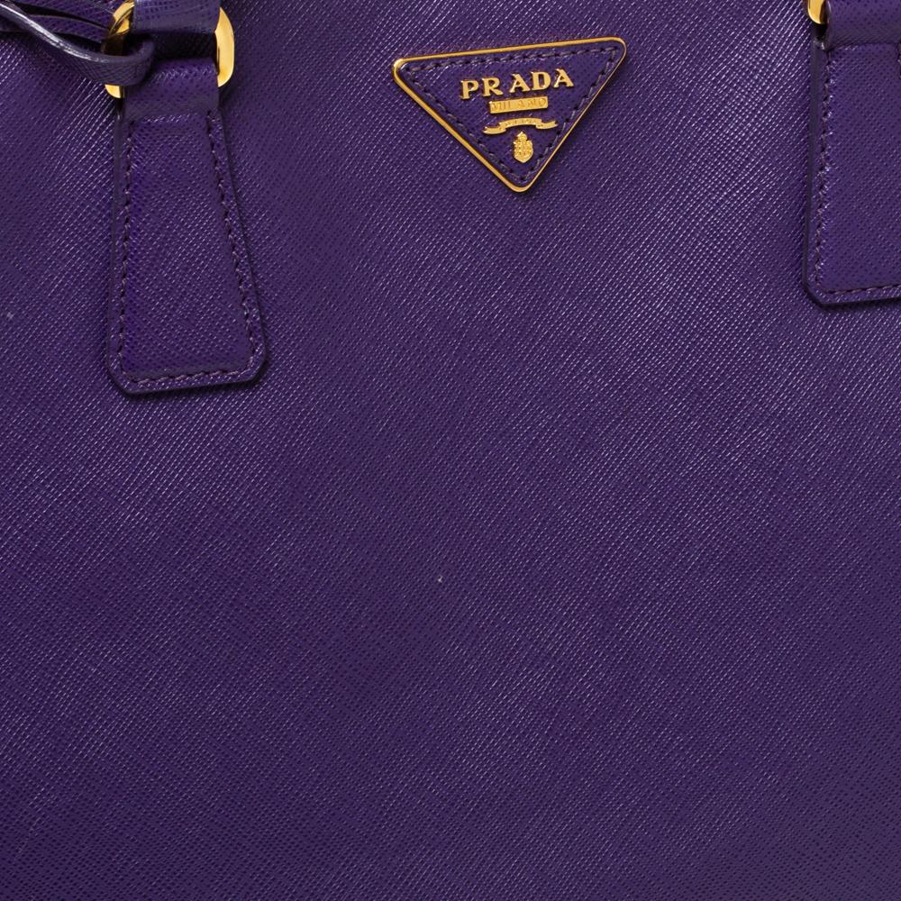 Prada Purple Saffiano Lux Leather Snap Tote 4