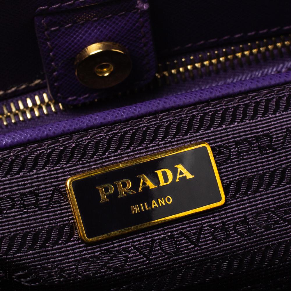 Women's Prada Purple Saffiano Lux Leather Snap Tote