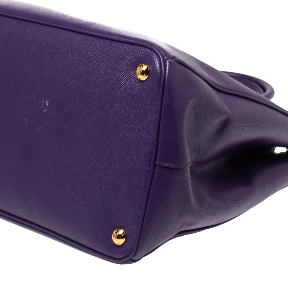Prada Purple Saffiano Lux Leather Snap Tote 1