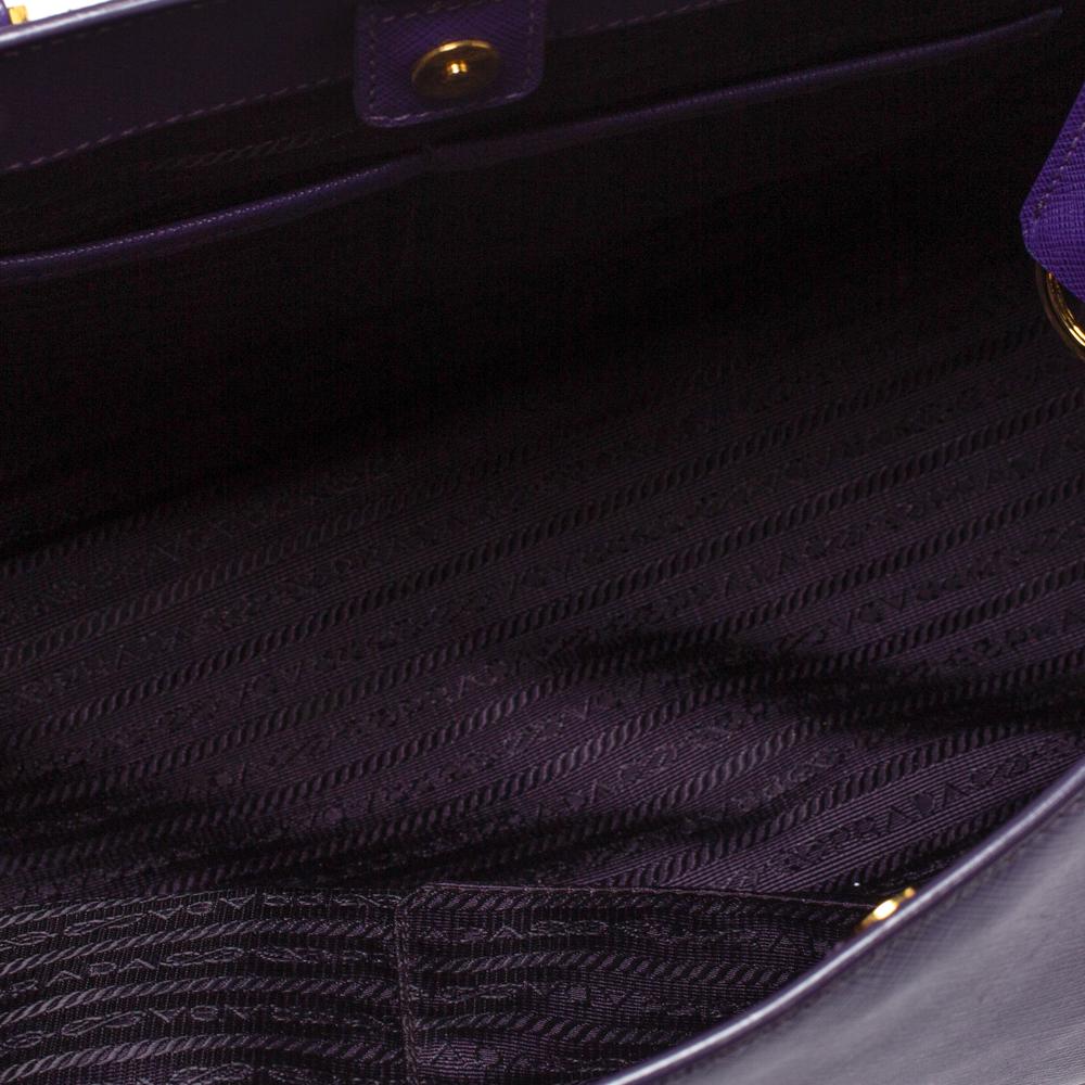 Prada Purple Saffiano Lux Leather Snap Tote 2