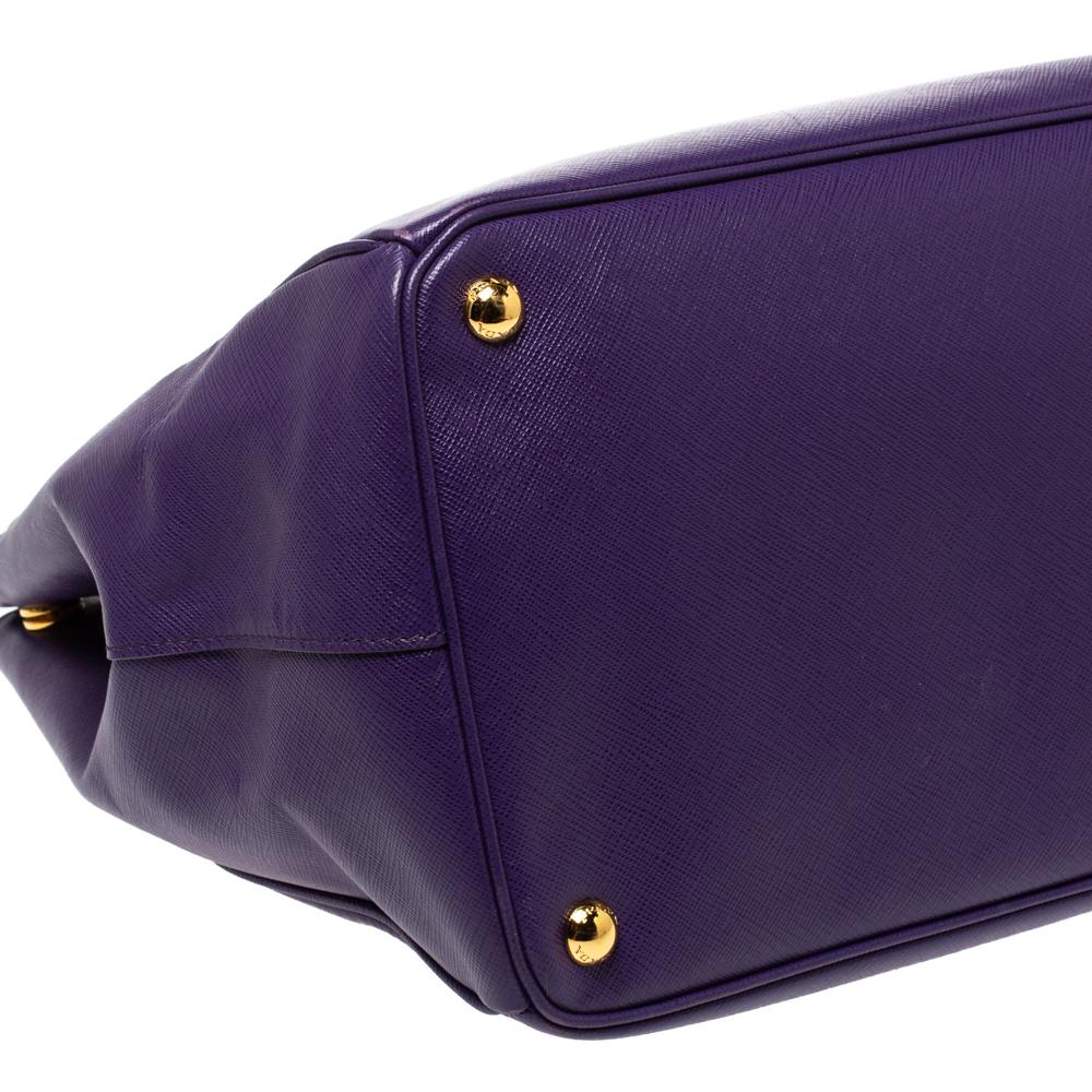 Prada Purple Saffiano Lux Leather Snap Tote 3