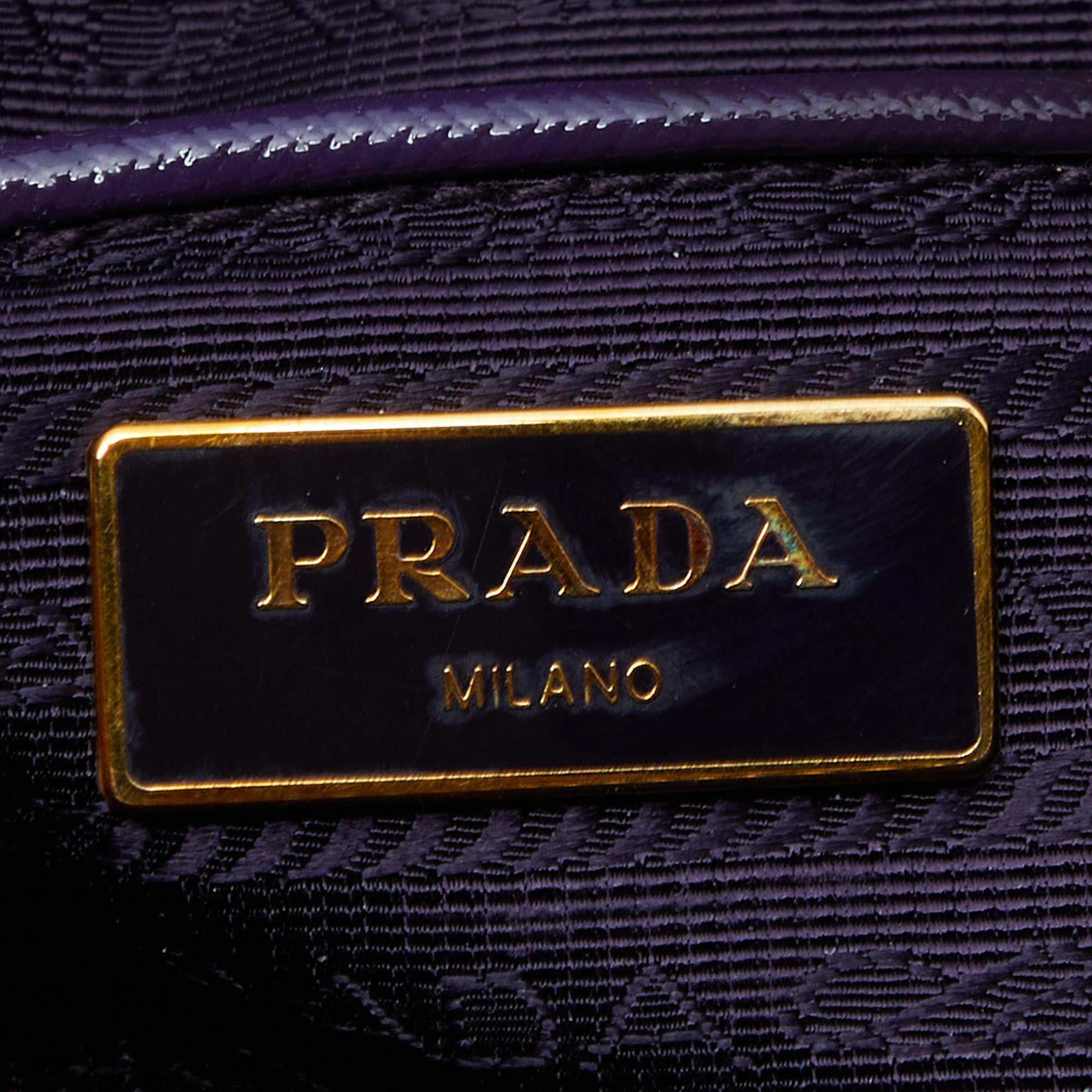 Prada Purple Saffiano Lux Patent Leather Promenade Satchel 6