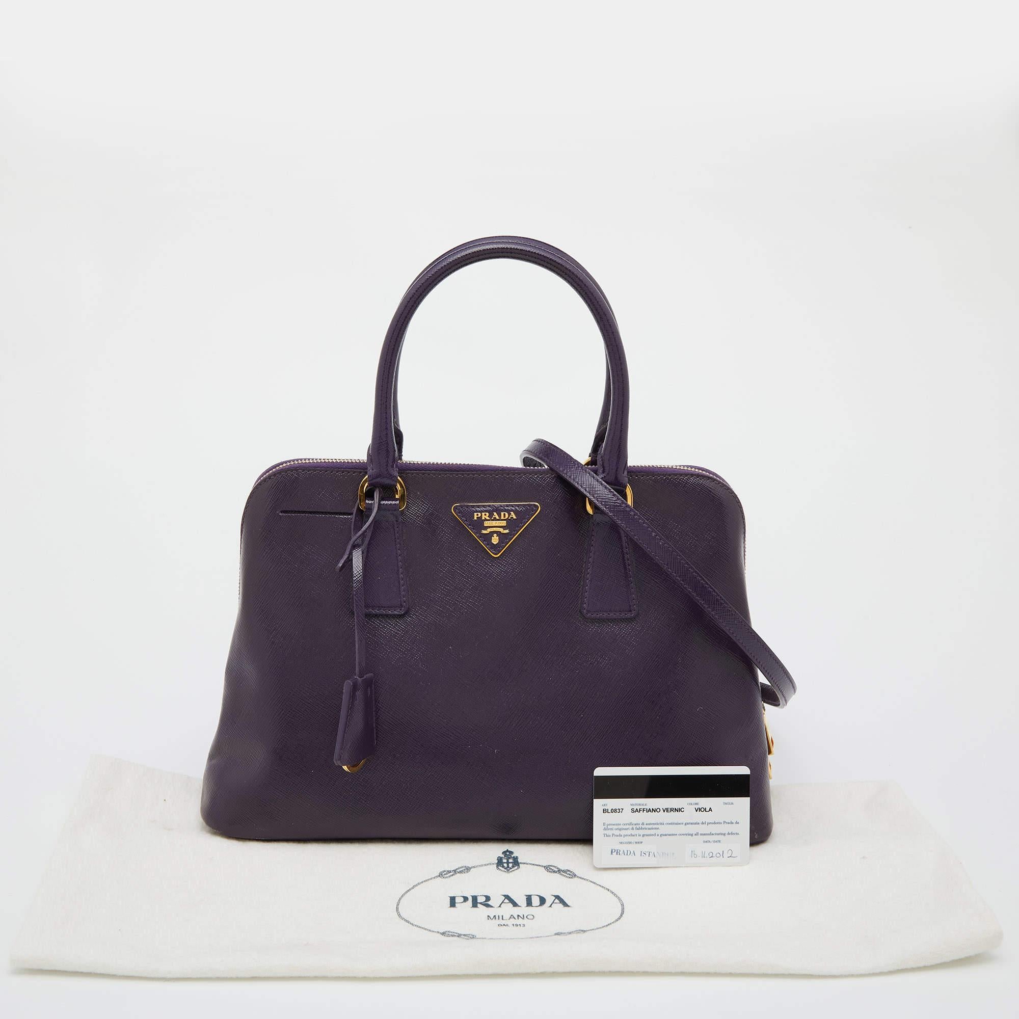 Prada Purple Saffiano Lux Patent Leather Promenade Satchel 4