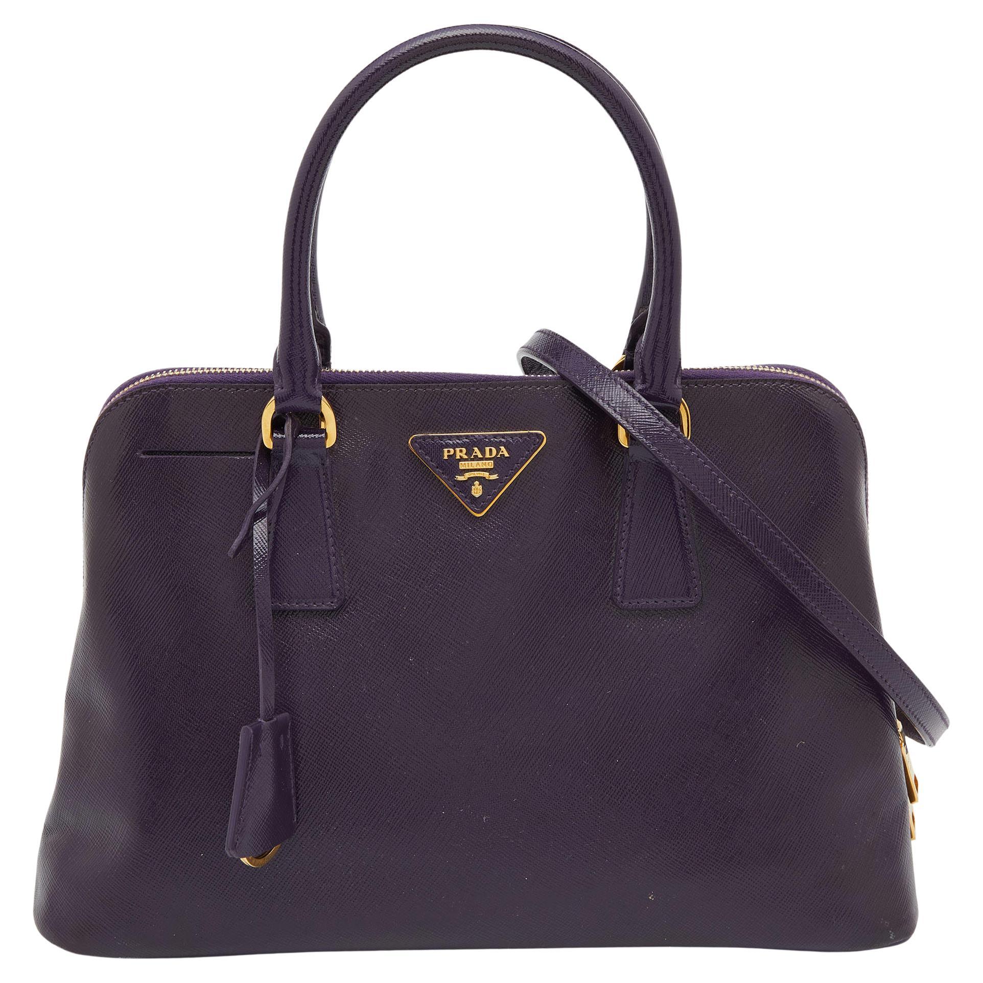 Prada Purple Saffiano Lux Patent Leather Promenade Satchel