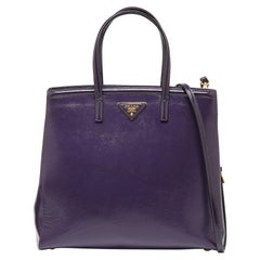 Prada Purple Saffiano Patent Leather Parabole Tote