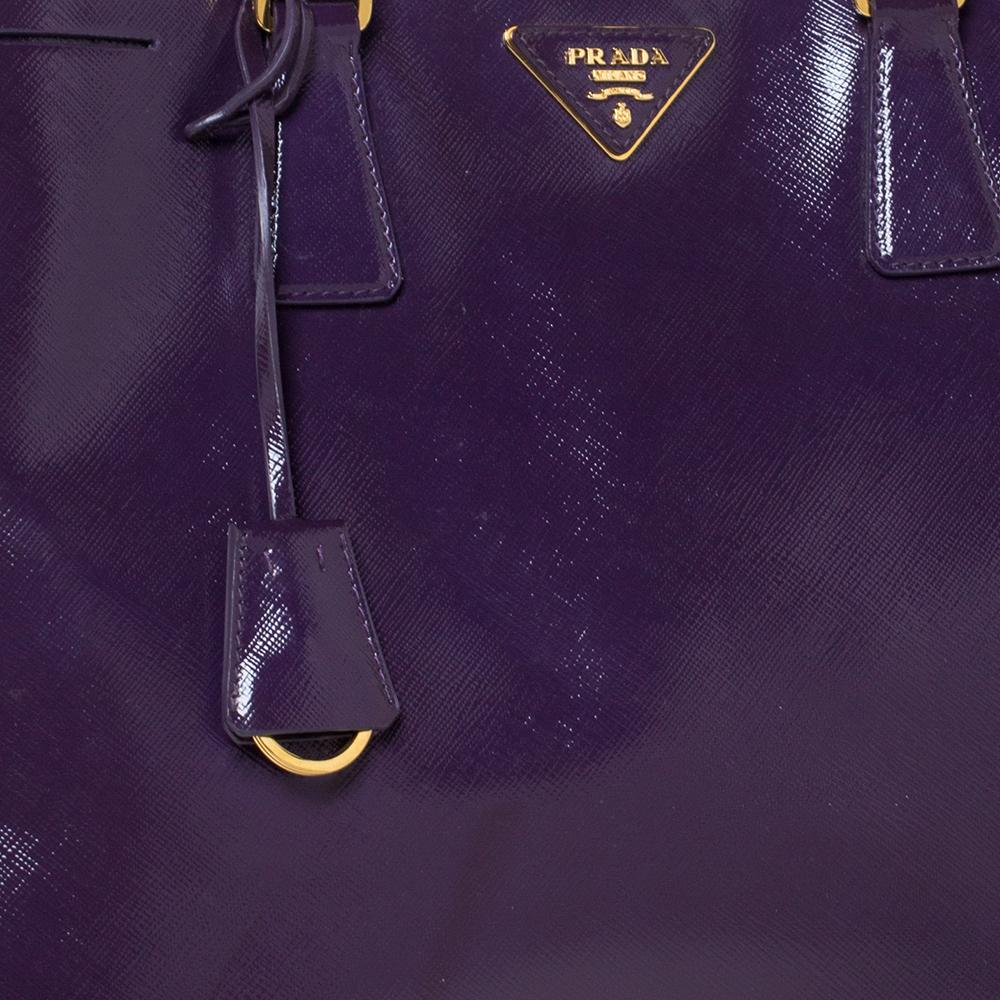 Prada Purple Saffiano Patent Leather Tote 1