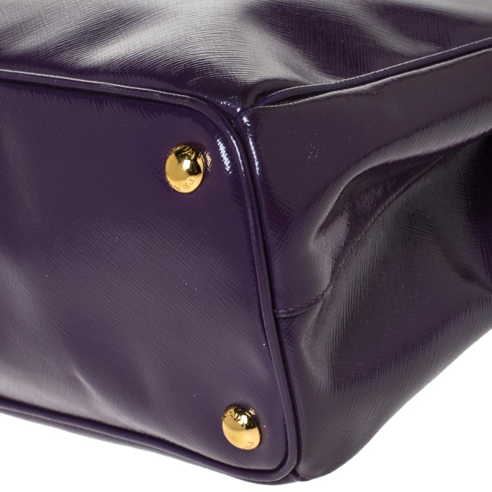 Prada Purple Saffiano Patent Leather Tote 3