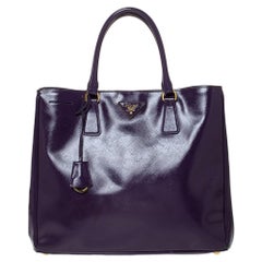 Prada Purple Saffiano Patent Leather Tote