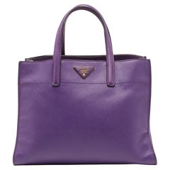 Prada Purple Saffiano Soft Leather Convertible Tote