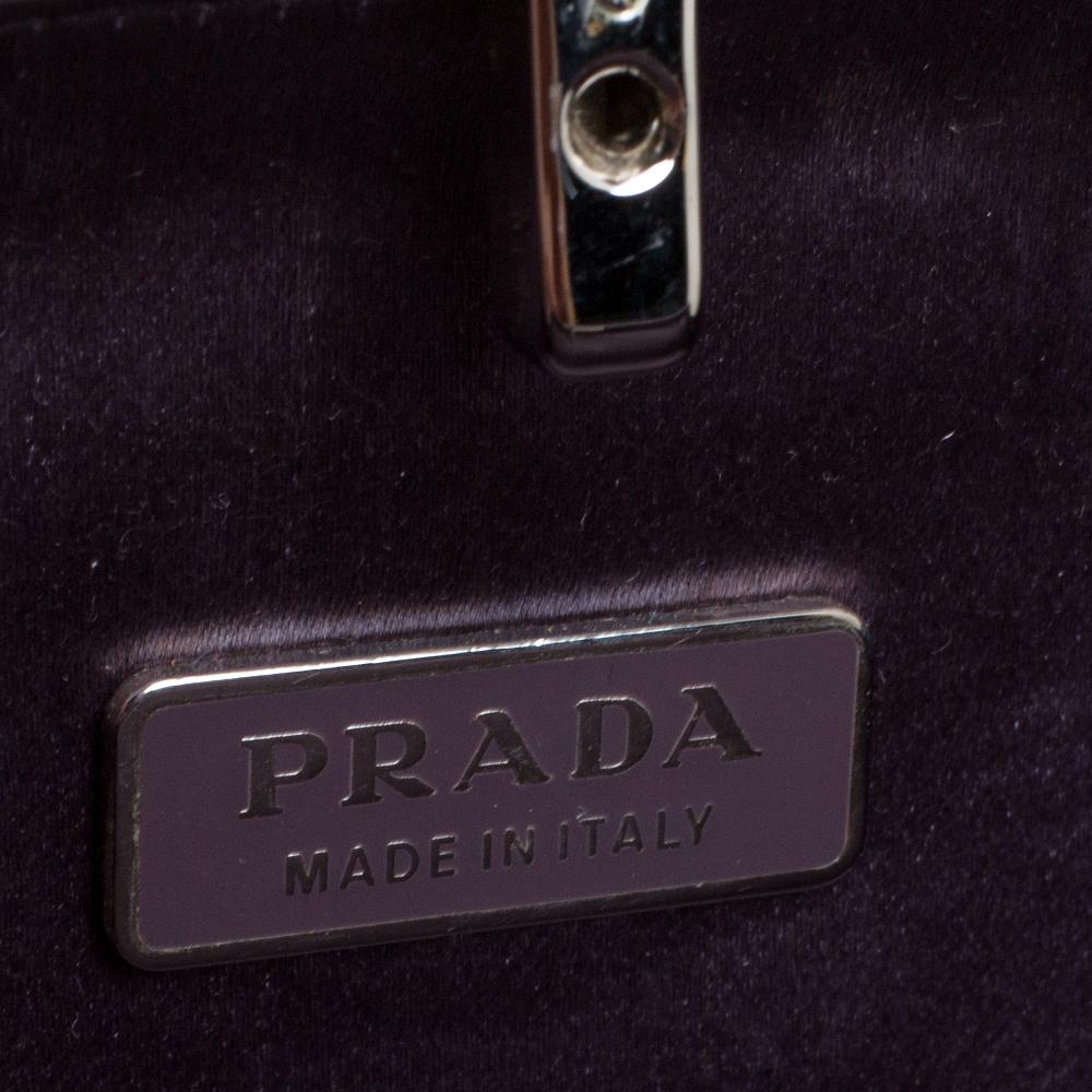 Gray Prada Purple Satin Box Clutch