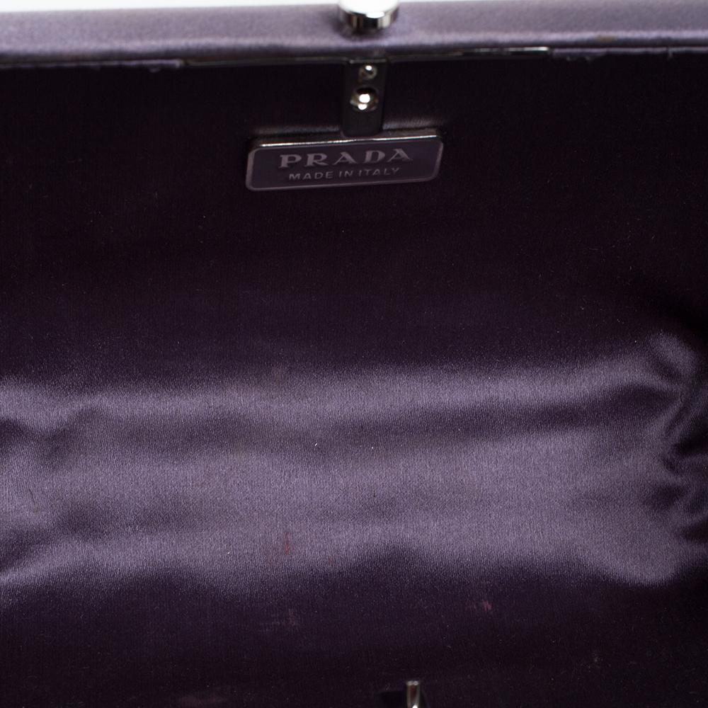 Prada Purple Satin Box Clutch 1