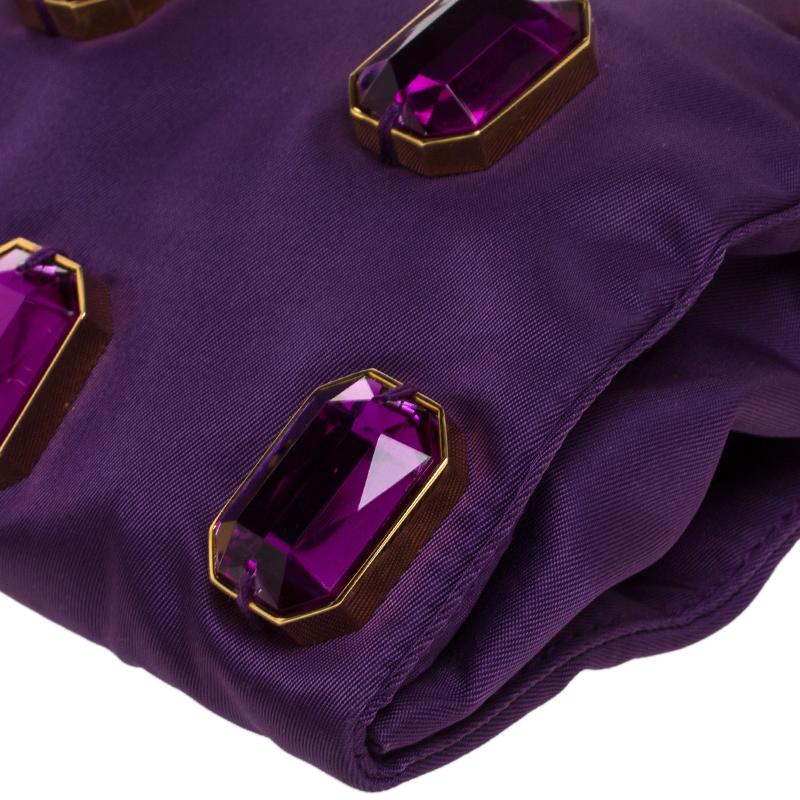 Prada Purple Satin Jeweled Chain Clutch 2
