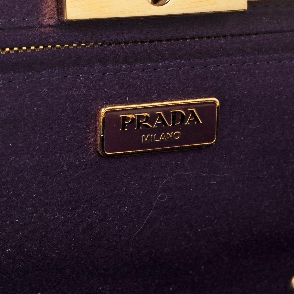 Prada Purple Satin Raso Pleated Clutch 4