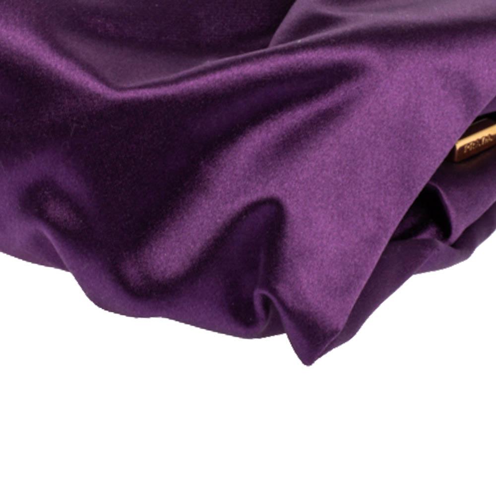 Prada Purple Satin Raso Pleated Clutch 4