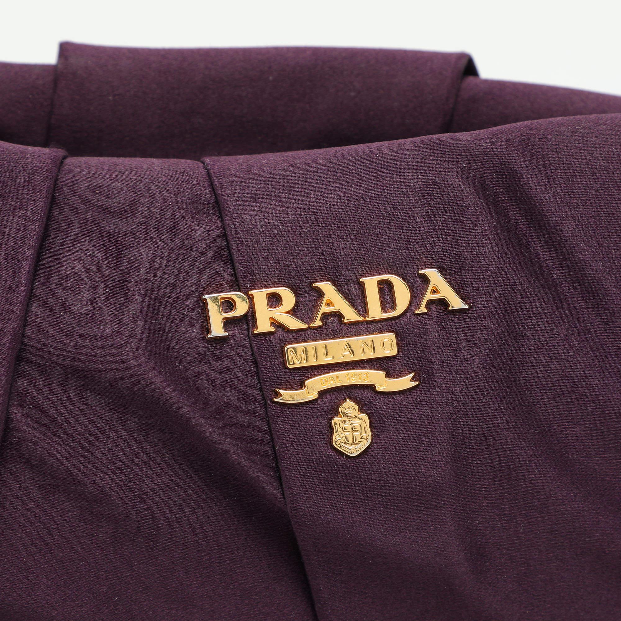 Women's Prada Purple Satin Raso Pleated Clutch
