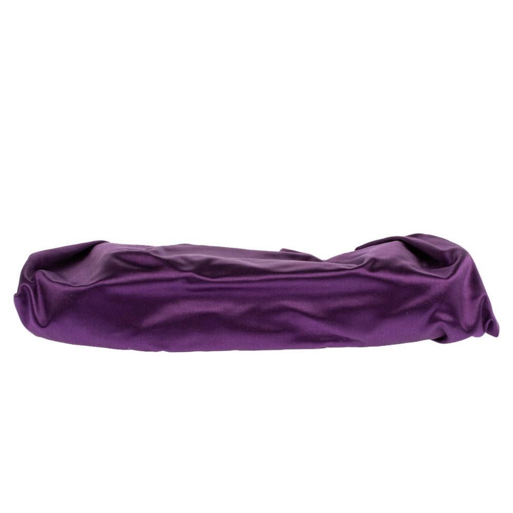 purple satin clutch