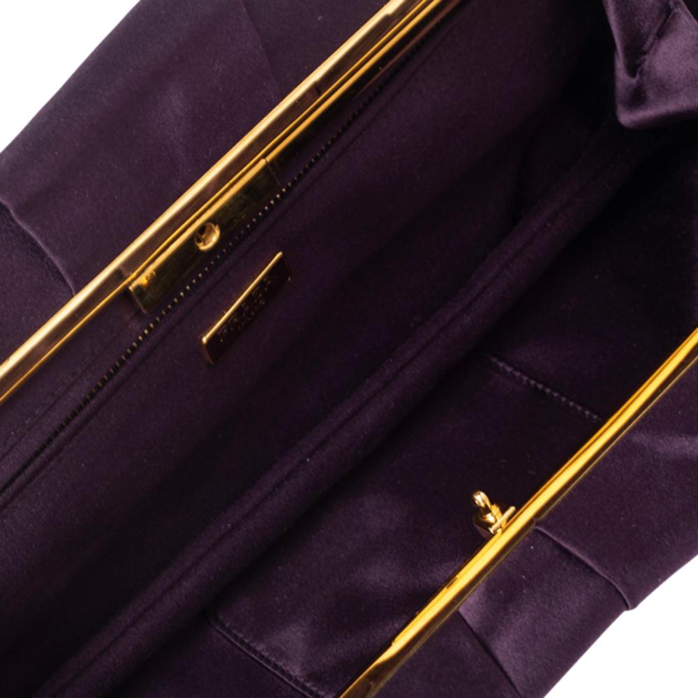Women's Prada Purple Satin Raso Pleated Clutch